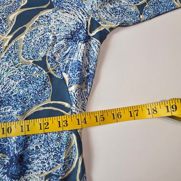 J.McLaughlin Dress Womens XS Blue Floral Sheath Stretch 3/4 Sleeve Knee Length - Picture 10 of 10
